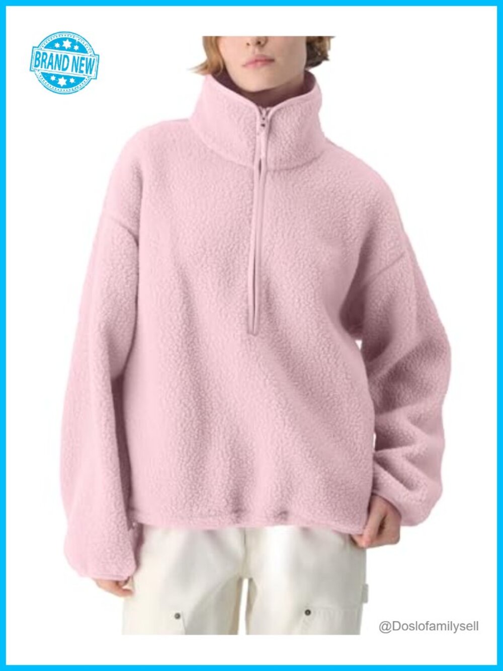 Fleece Pullover Jacket Quarter Zip Sherpa Warm Coat